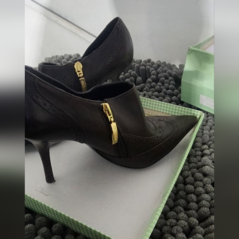 Guess Black Heels with Gold Zipper